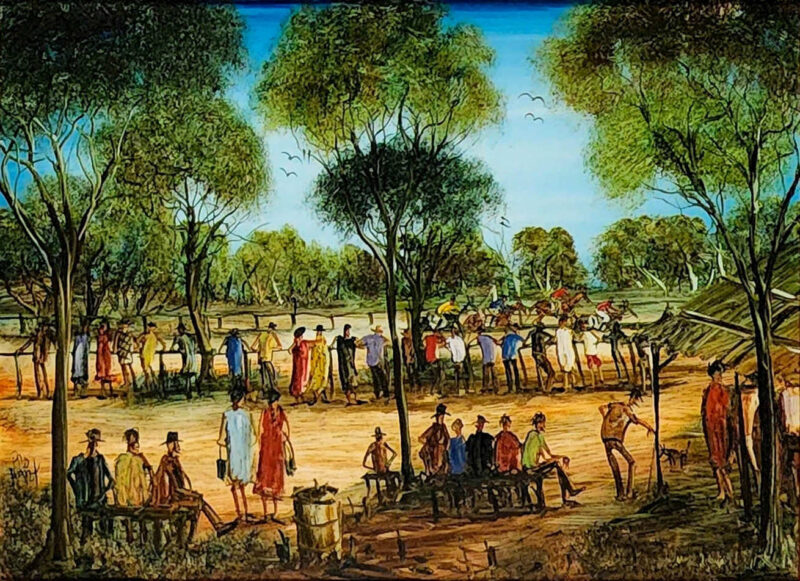 Kevin Charles (Pro) Hart (1928 - 2006) 'Bush Races' (Dated 1984)