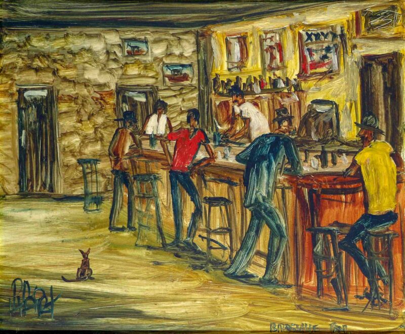Kevin Charles (Pro) Hart (1928-2006) 'Figures At The Bar - Birdsville Bar'