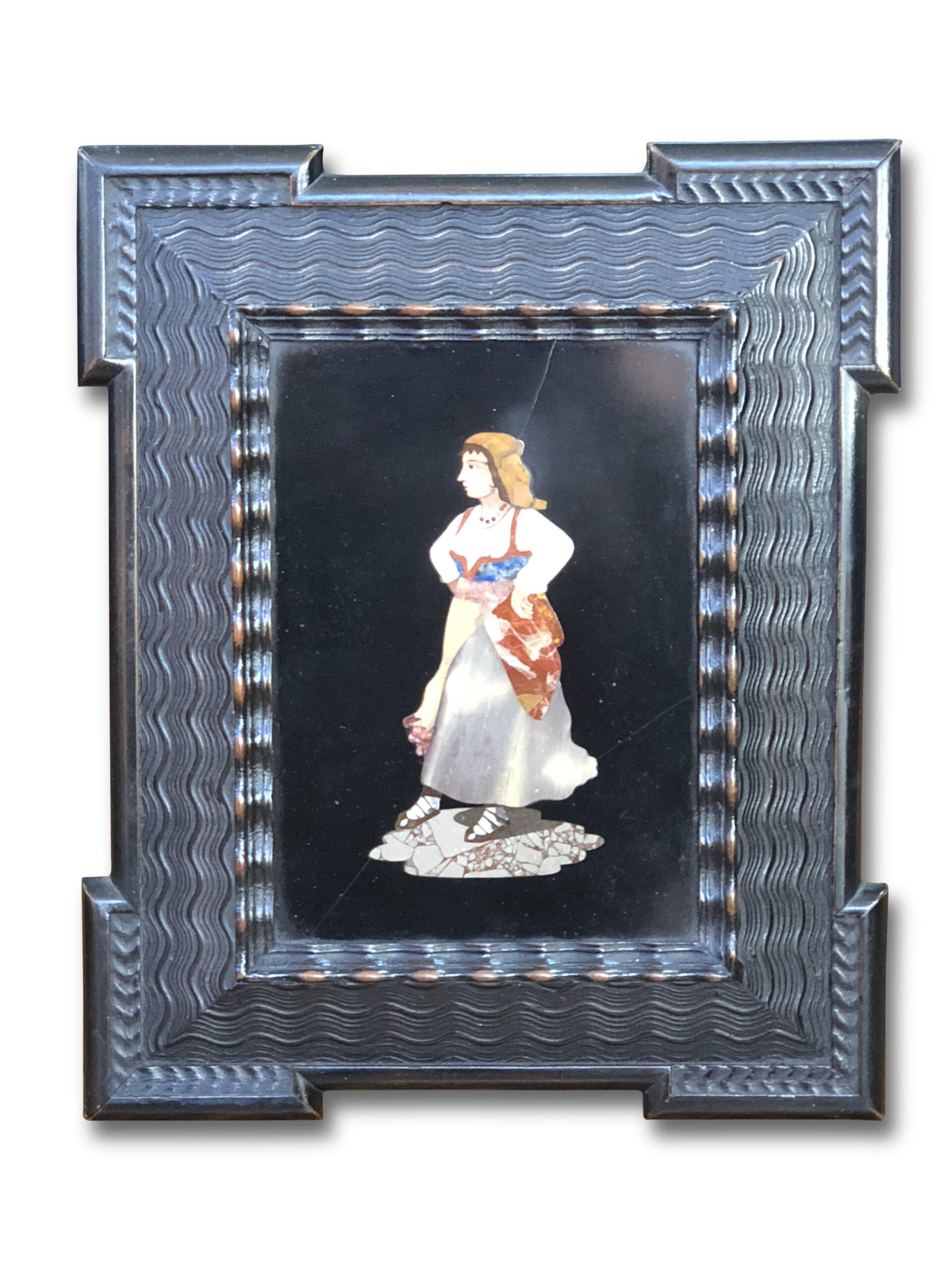 19th Century Italian Pietra Dura Framed Lady Plaque c1870 scaled