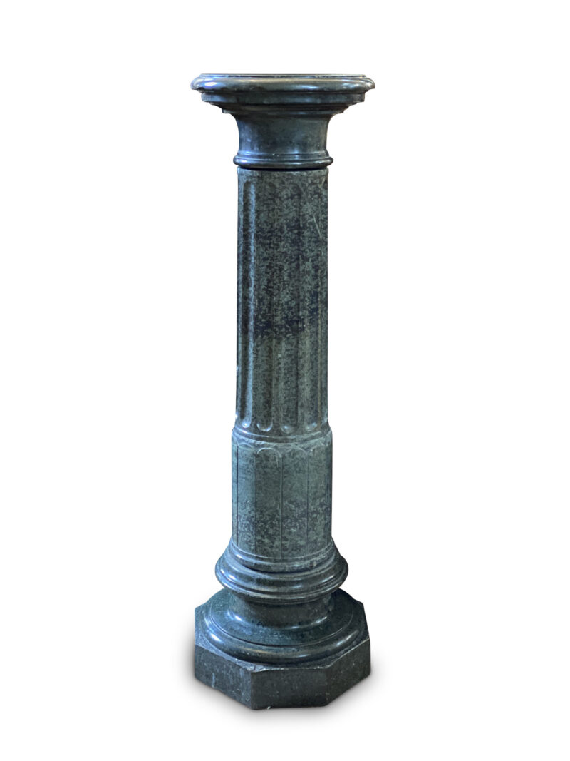 19th century French green marble turned pedestal with fluted column c. 1860 scaled 1