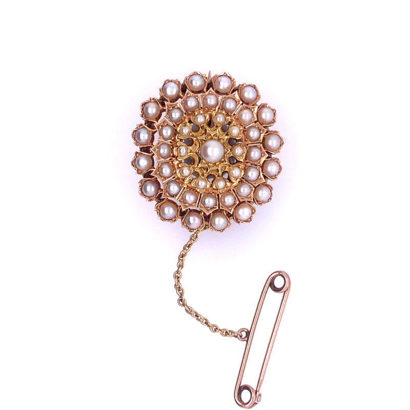 9ct Round Multi Layered Pearl Brooch, c.1910