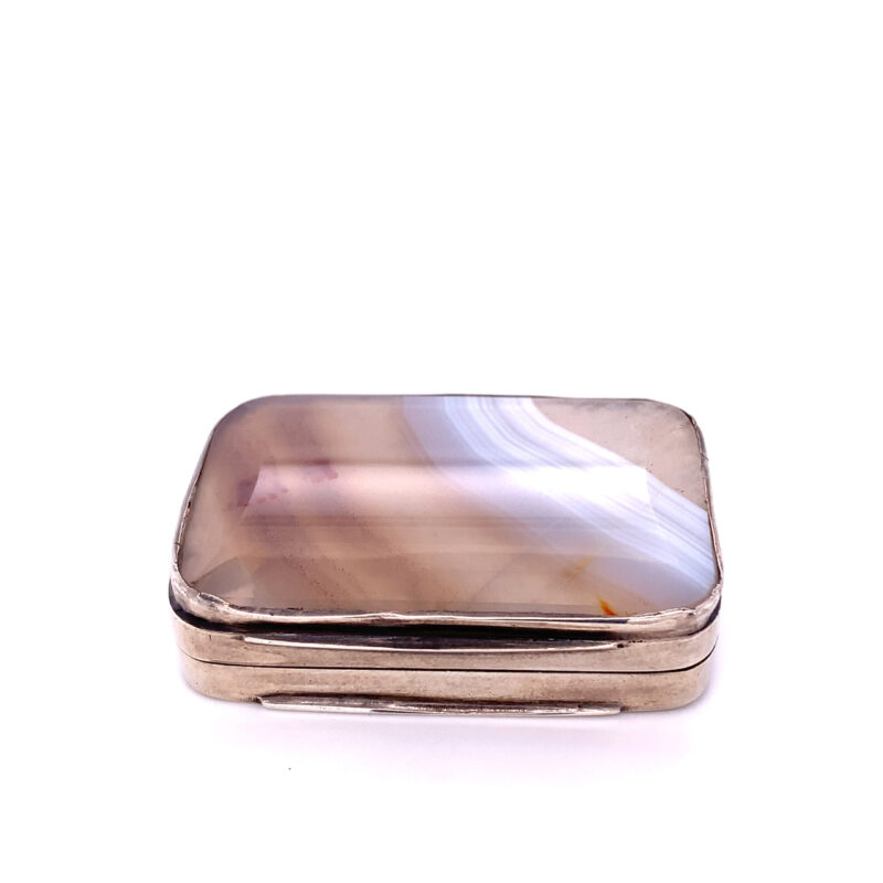 Georgian Sterling Silver Vinaigrette With Faceted Agate Lid, c.1826