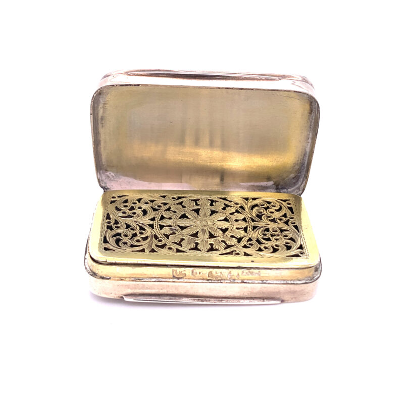 Georgian Sterling Silver Vinaigrette With Faceted Agate Lid, c.1826