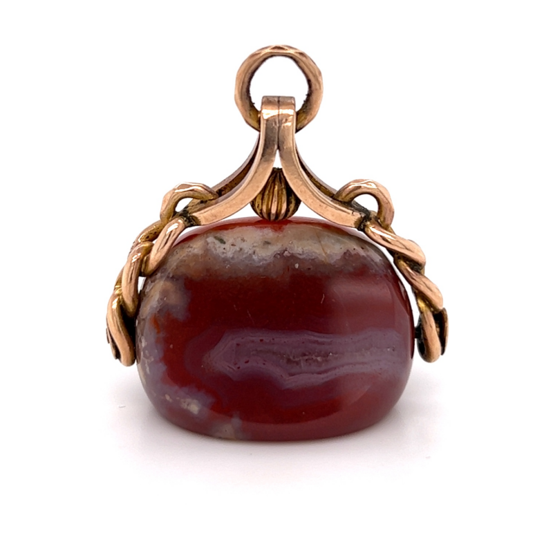 English 9ct Gold & Agate Spinner 'Chain' Setting, c.1890