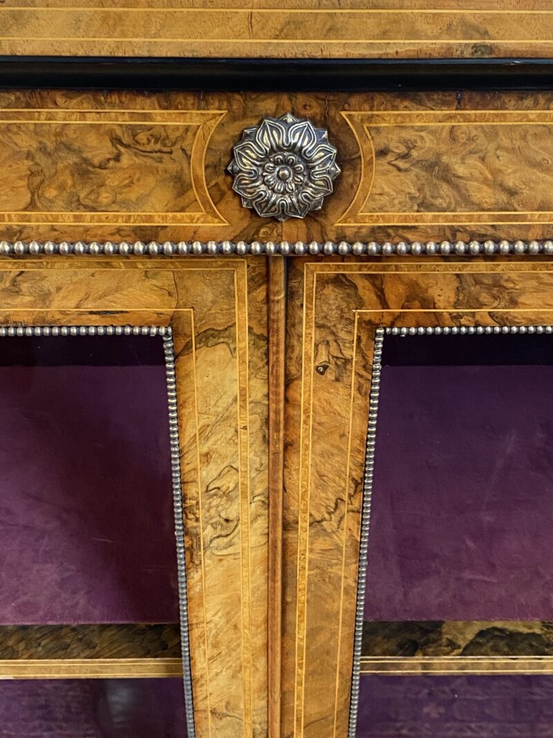 Victorian English Burr Walnut Four-Door Credenza, c.1860