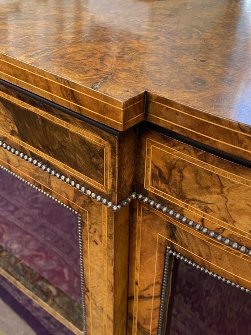 Victorian English Burr Walnut Four-Door Credenza, c.1860