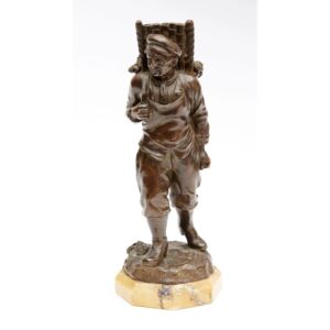 French Bronze Figure Of A Wine Merchant, Stamped "Champagne 1918".
