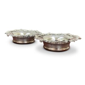 Large Pair Victorian Silver Plated Coasters, c.1880