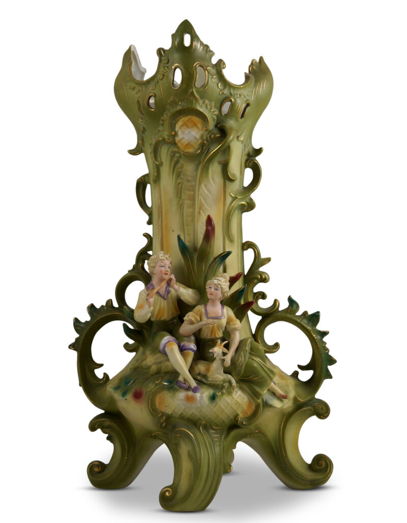 Art Nouveau Saxony Boy and Girl Figured Vase, c.1900