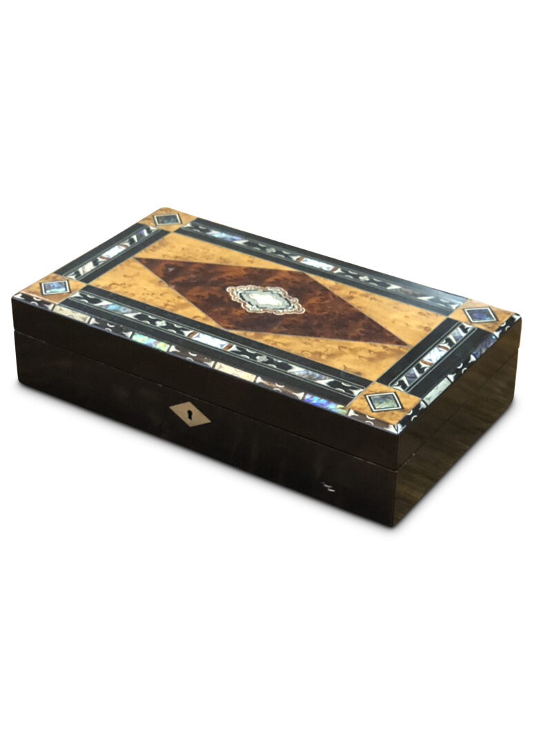 Antique Victorian multi-timbered Card Box, c.1880