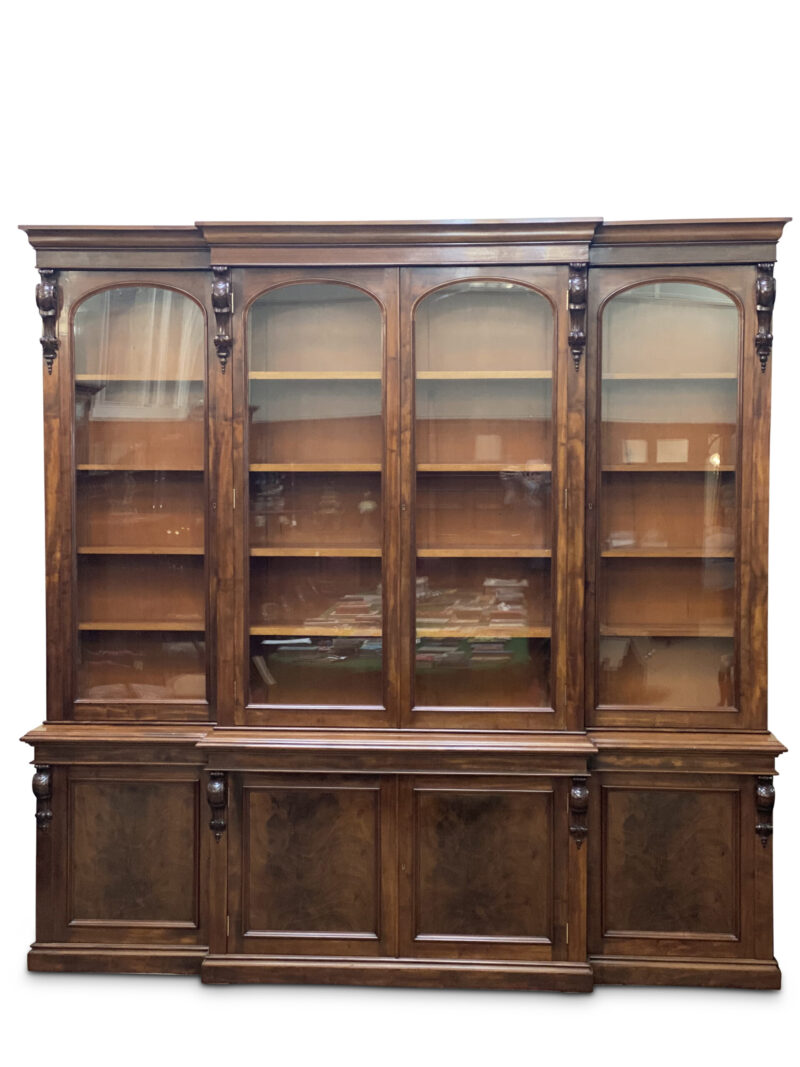 English 19th-Century Four-Door Breakfront Bookcase, c.1860