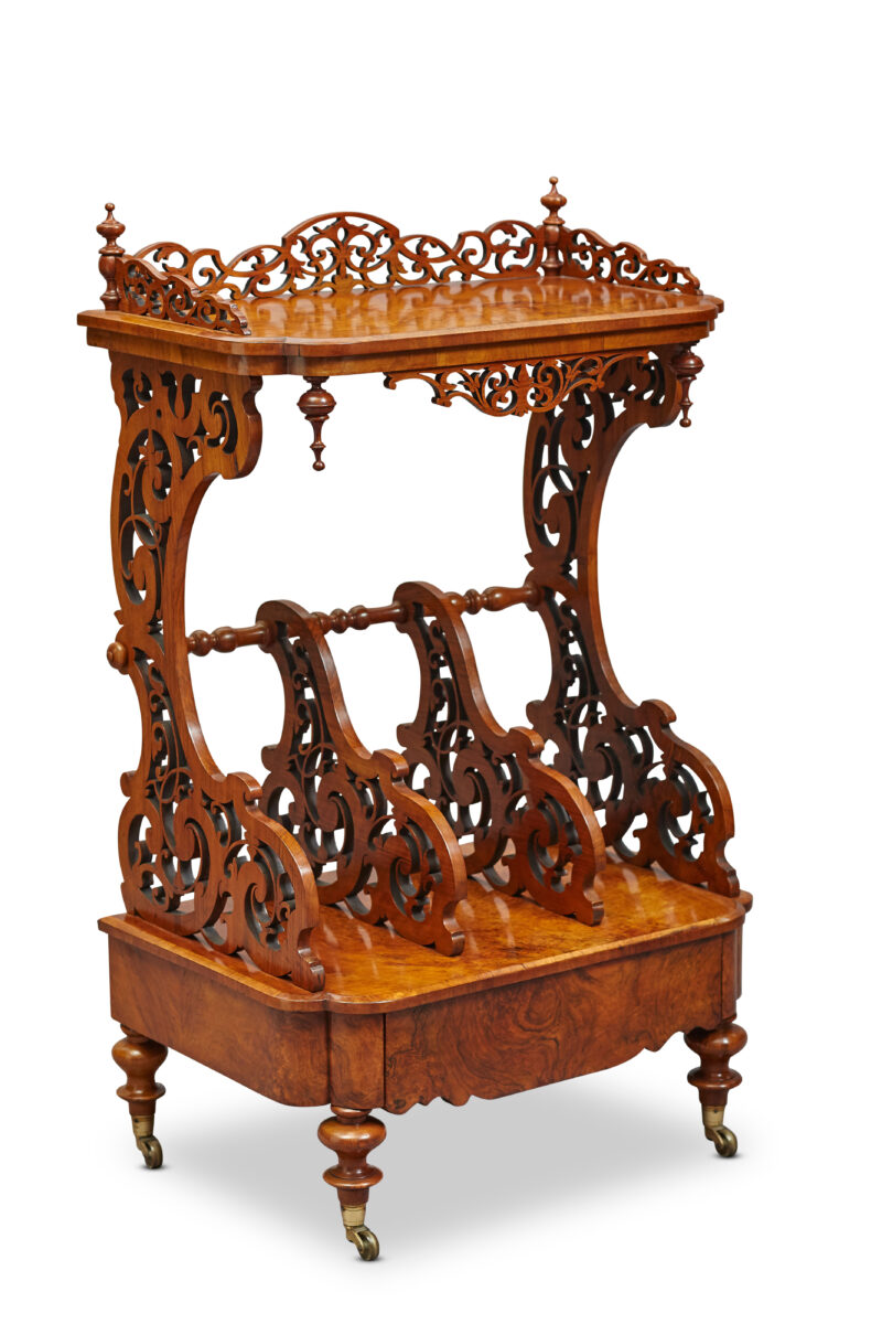 Victorian Burr Walnut Music Canterbury, c. 1860