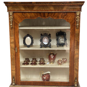 19th-Century English Burr Walnut Single Door Pier Cabinet, c.1870