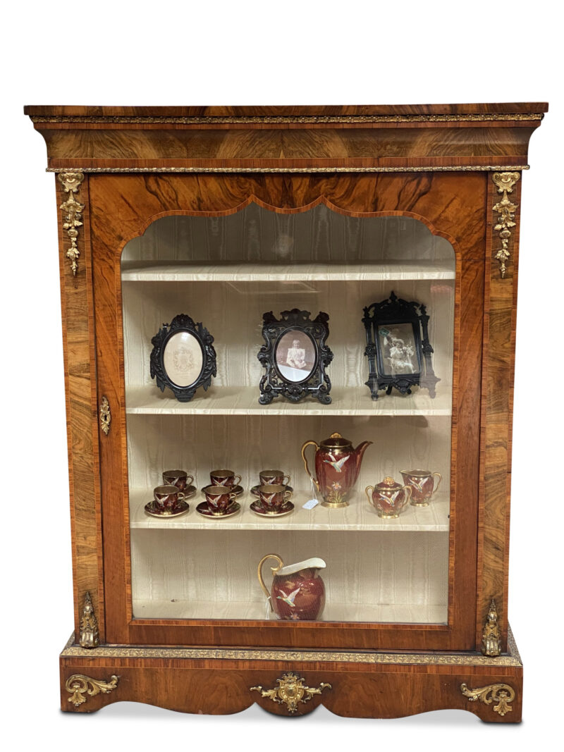 19th-Century English Burr Walnut Single Door Pier Cabinet, c.1870
