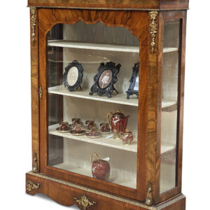 19th-Century English Burr Walnut Single Door Pier Cabinet, c.1870