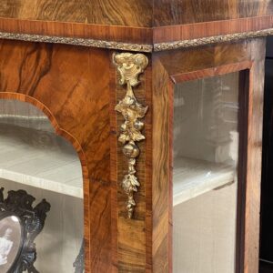 19th-Century English Burr Walnut Single Door Pier Cabinet, c.1870