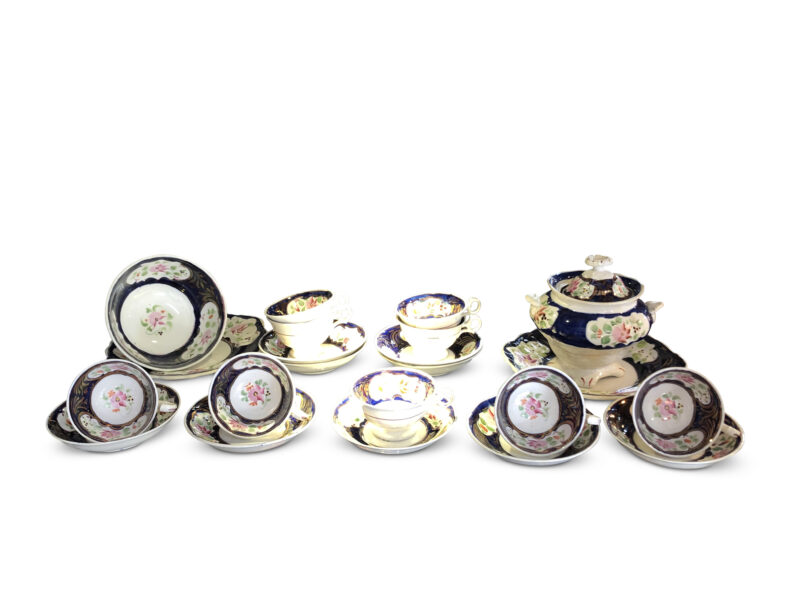 19th-Century 22-Piece Floral Tea Set