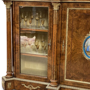 19th-century English Burr Walnut Three-Door Credenza, c.1860