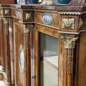 19th-century English Burr Walnut Three-Door Credenza, c.1860