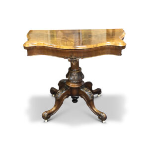 Victorian Burr Walnut Serpentine Fold-Over Card Table, c.1870