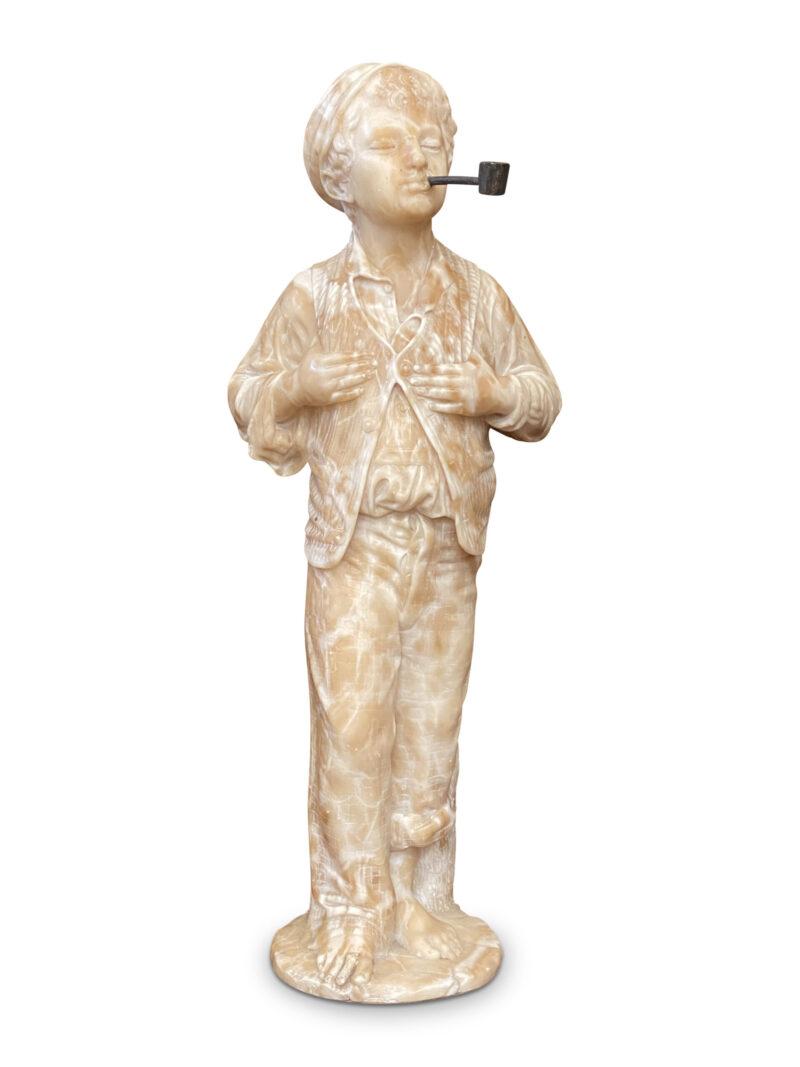 19th-Century Alabaster Figure of Boy Smoking, c.1890