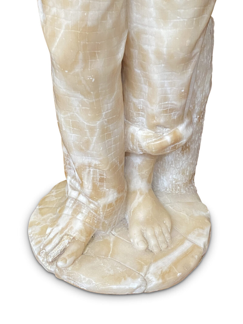 19th-Century Alabaster Figure of Boy Smoking, c.1890