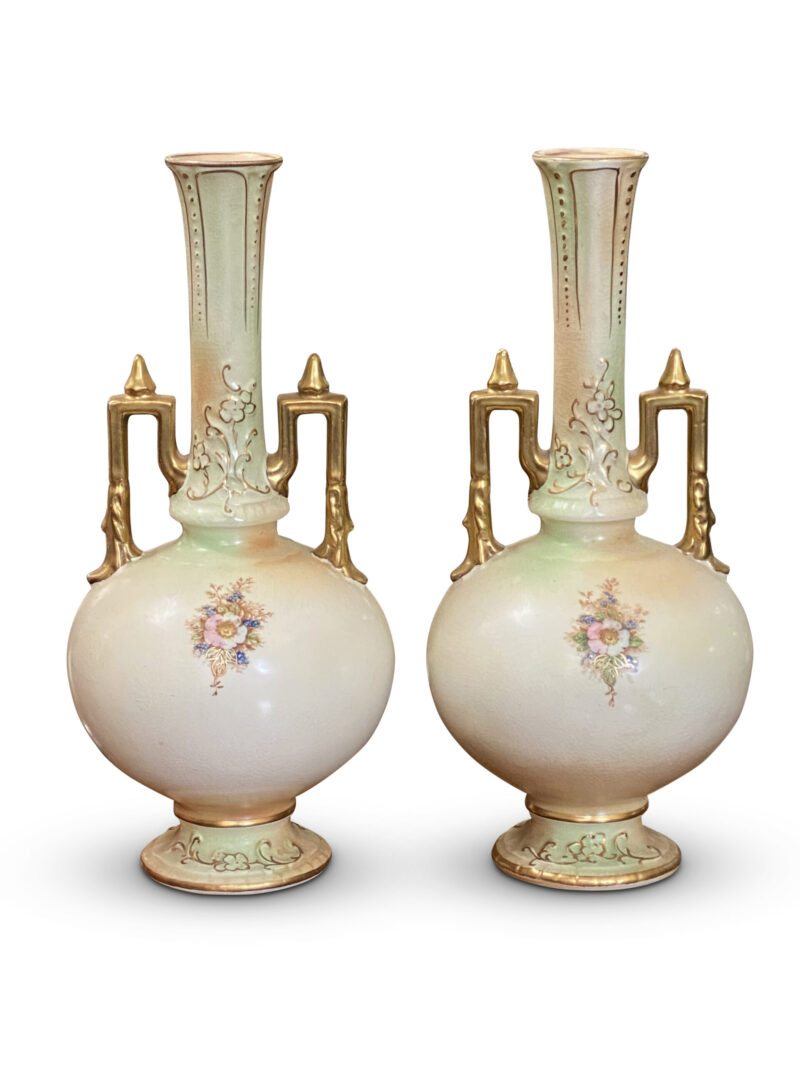 Pair of Devon Ware Floral Vases, c.1900