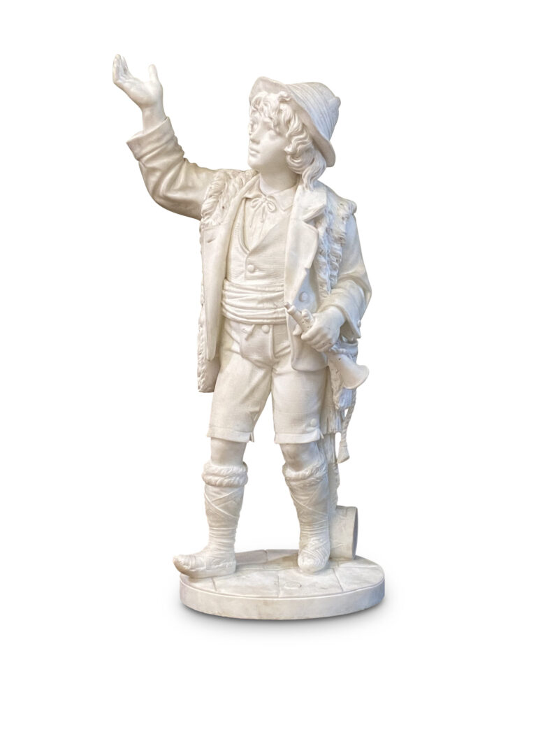 Italian 19th-Century Sculpted Marble Figure of a Young Boy, c.1870