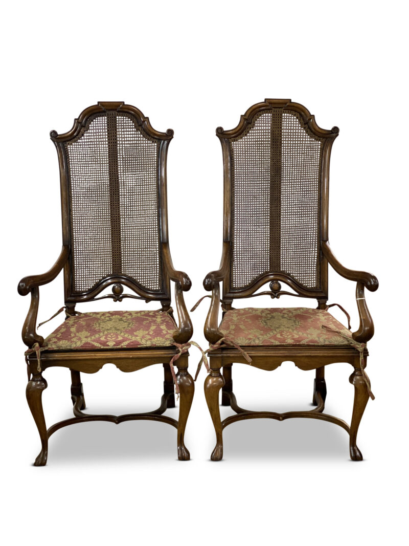 Set 6 Europeon Walnut Dining Chairs, with hand caned back and seats. c.1880