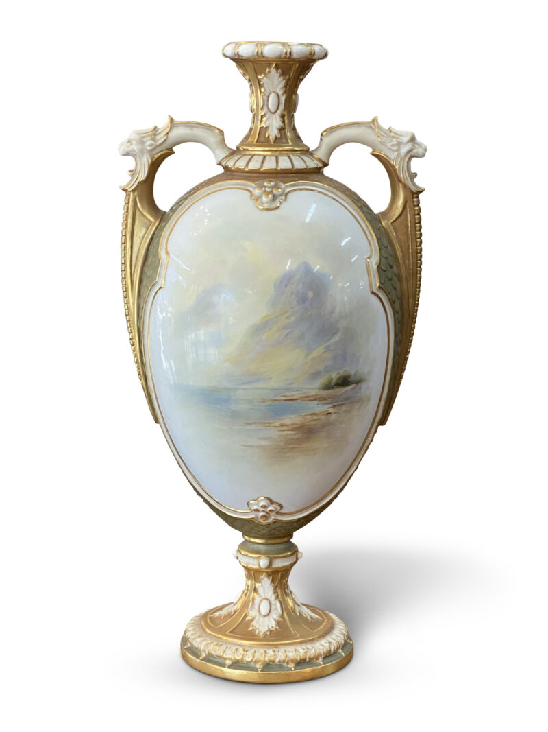 Royal Worcester Vase, Handpainted with Scottish Highland Cattle signed John Stinton, c.1912.