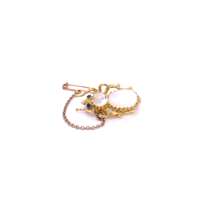 14ct Yellow Gold Beetle Brooch with Moonstones