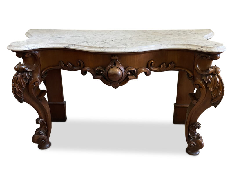 19th-Century English Mahogany Serpentine Console Table, c.1860