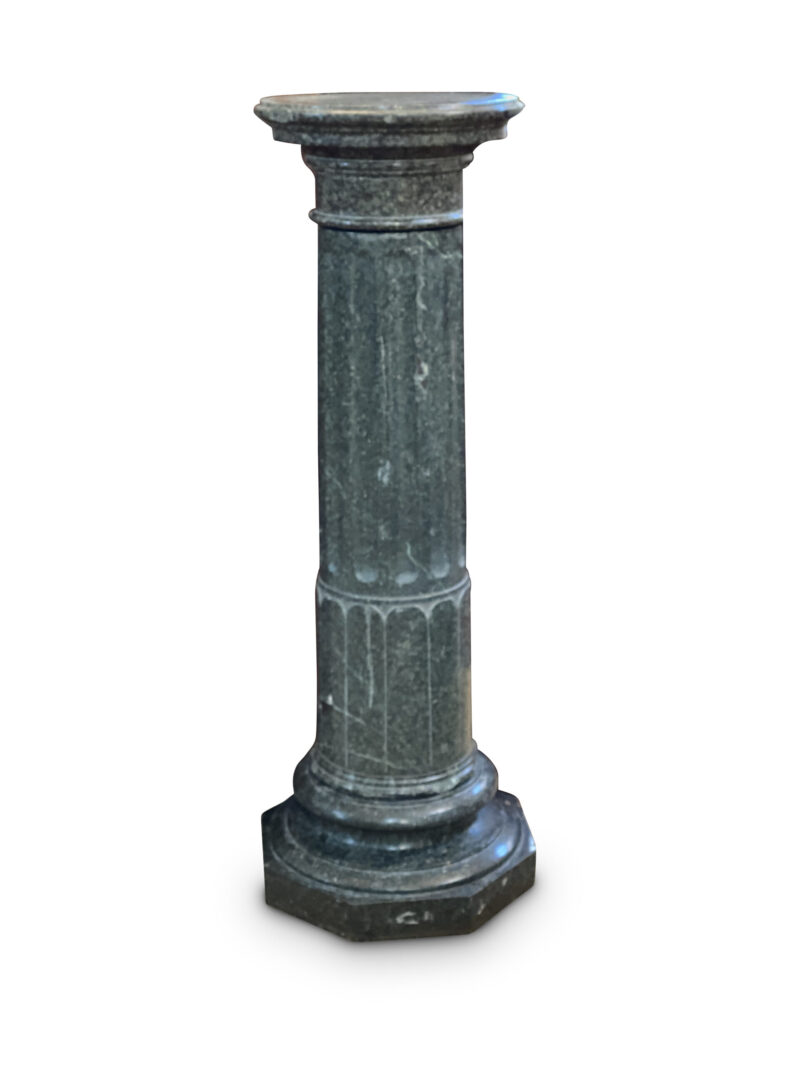 AAA239 19th century French green marble turned Pedestal with fluted column c1860 2 scaled 1