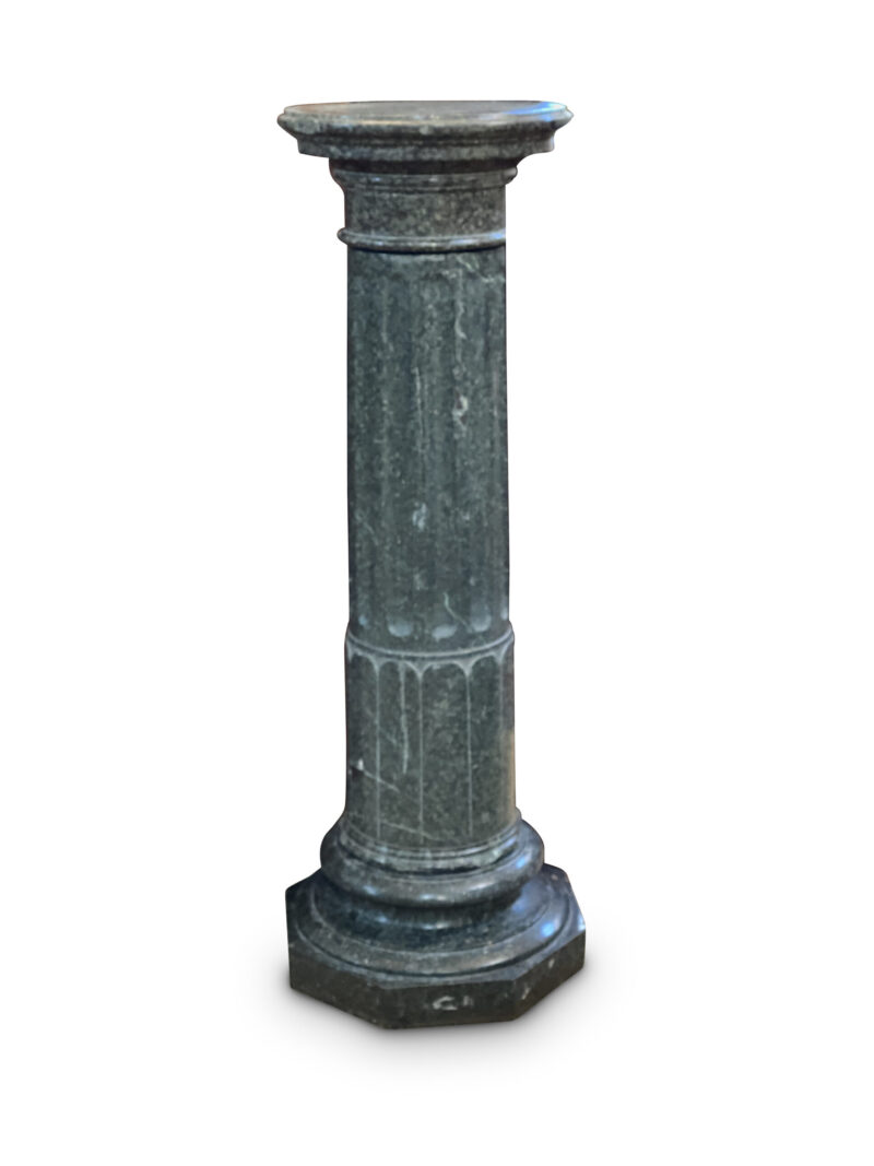 19th-Century French Green Marble Turned Pedestal, c. 1860