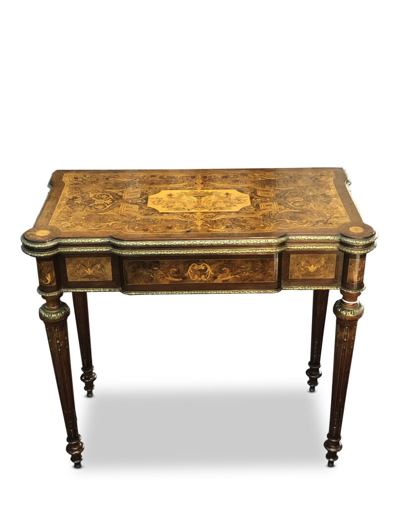 19th-Century French Walnut Fold-Over Card Table, c.1870