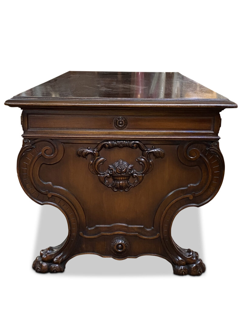 Early 20th-Century French Walnut 3 Drawer Writing Desk, c.1910