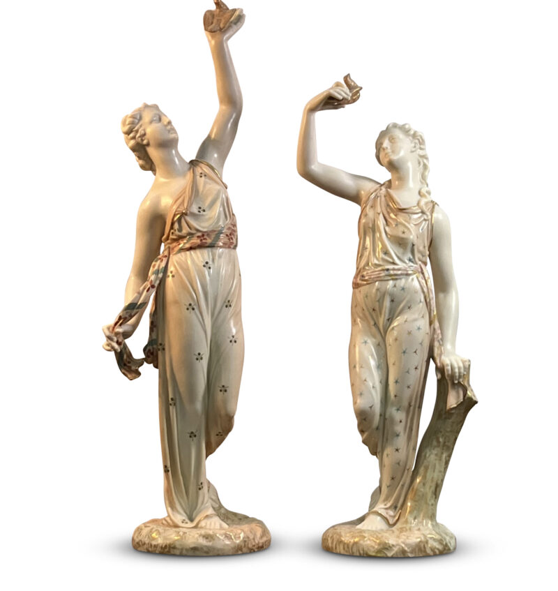 Matched Pair Royal Worcester Statues of Liberty & Captivity, c.1903