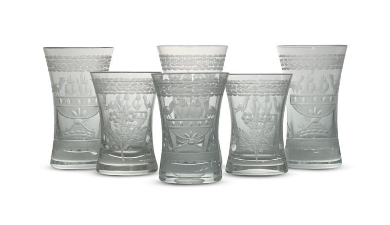 Set of 6 20th-Century Czech-Bohemian Style Glassware