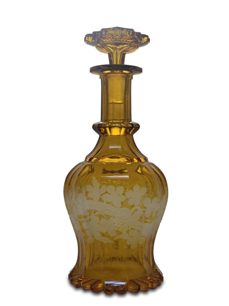 19th-Century Fine Bohemian Amber Glass Decanter