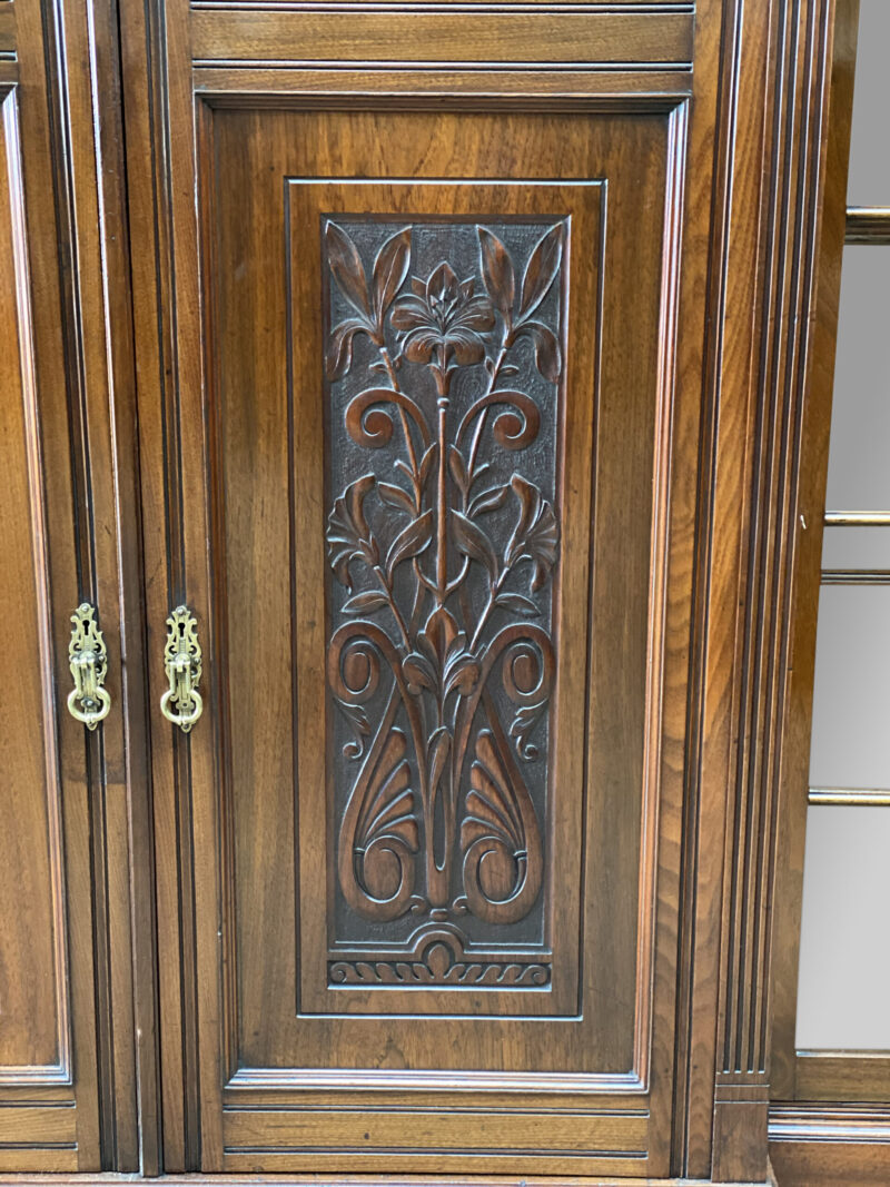 Late Victorian Walnut 4 Door Breakfront Bookcase, c.1890