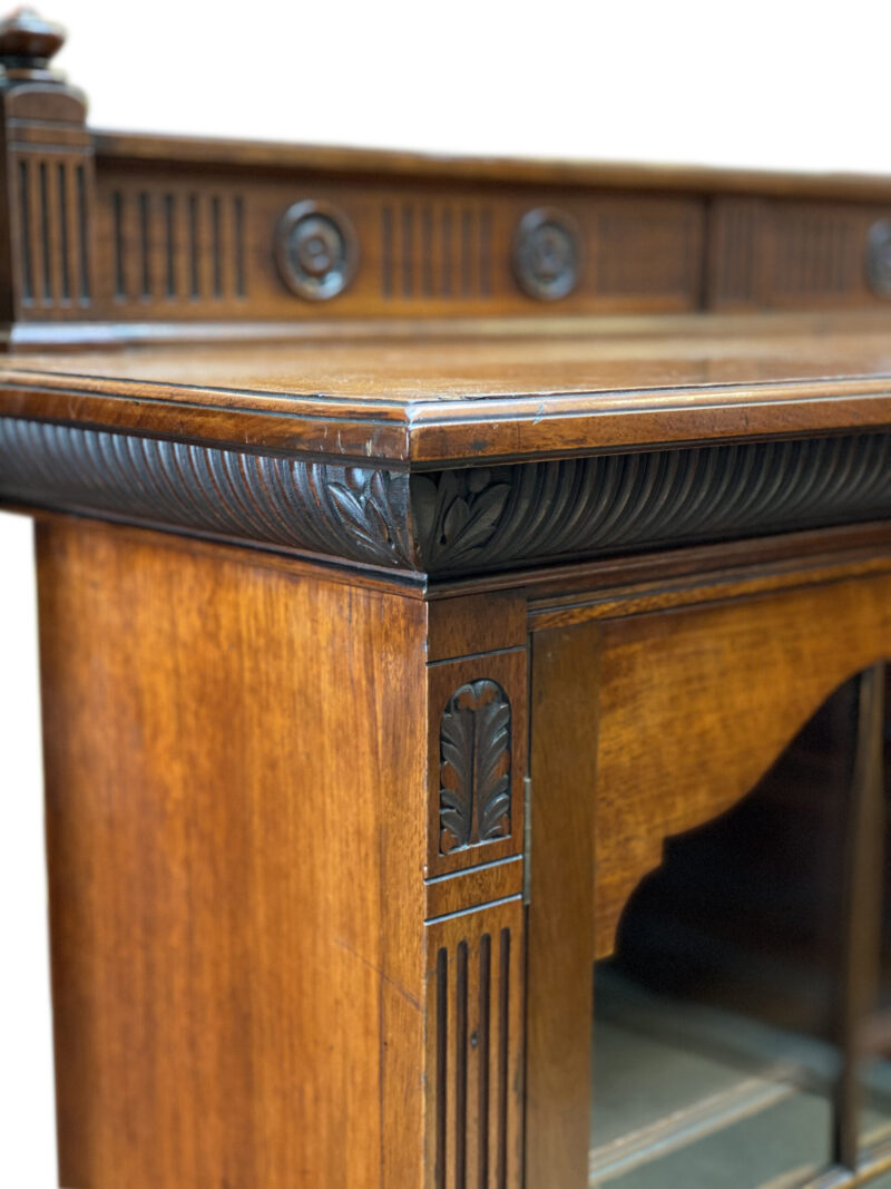 Late Victorian Walnut 4 Door Breakfront Bookcase, c.1890