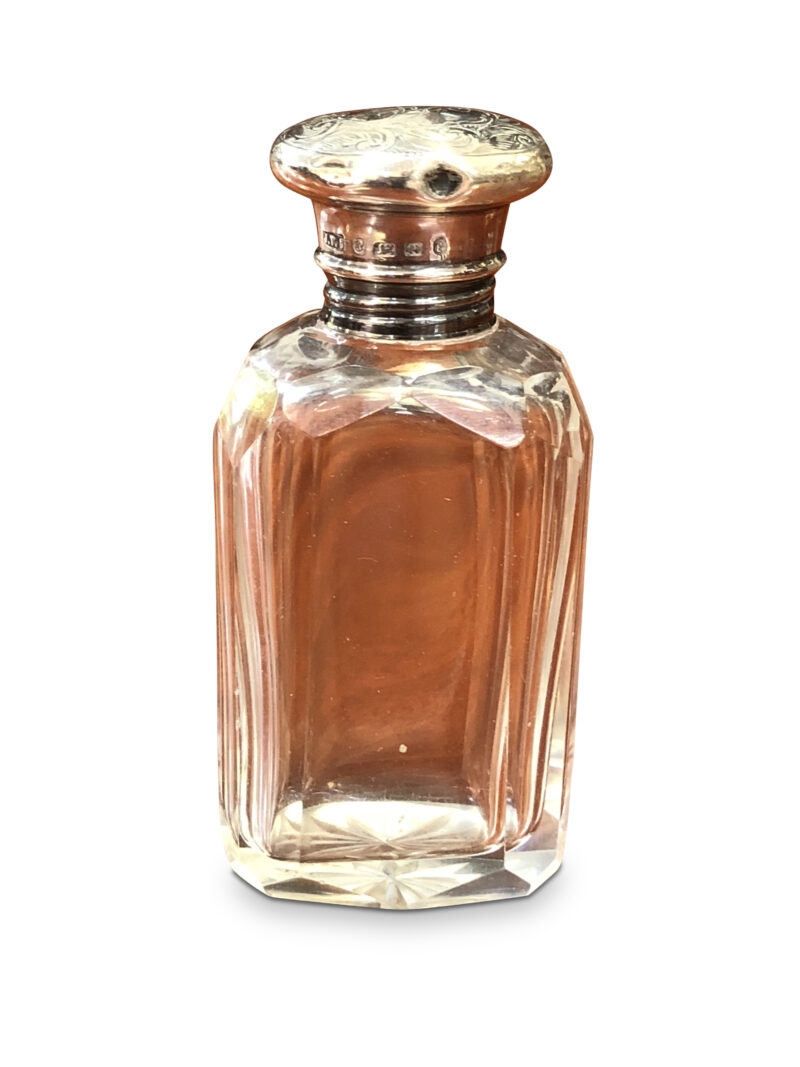 19th-Century Sterling Silver Topped Perfume Bottle, c.1880