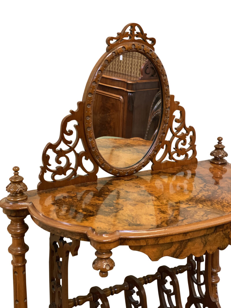 Victorian Burr Walnut Music Canterbury, c.1870