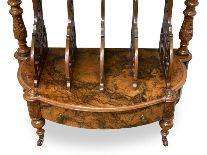 Victorian Burr Walnut Music Canterbury, c.1870