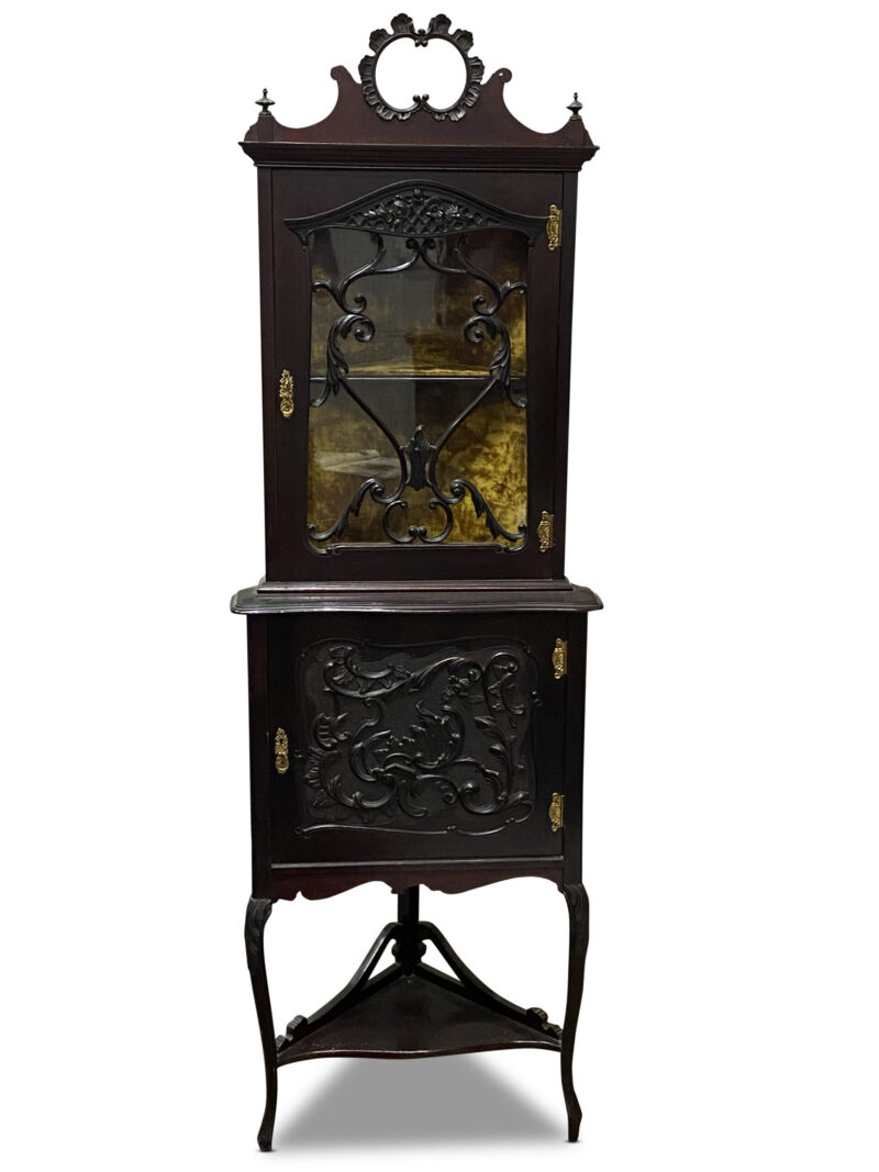 Art Nouveau Mahogany Corner Cabinet, c.1890