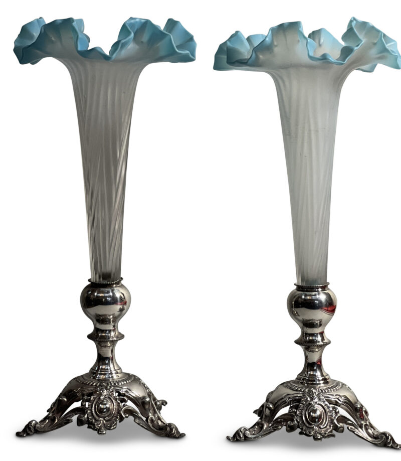Pair 19th-Century Blue Decorative Vases, c.1890