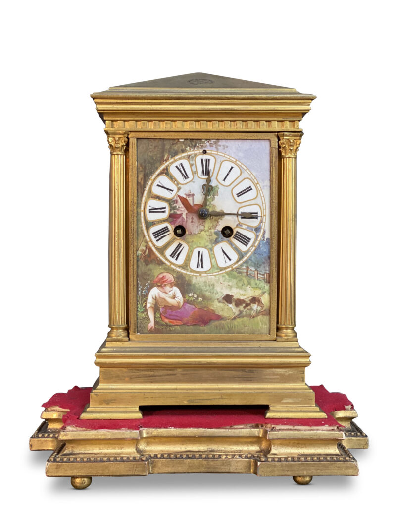 19th-Century French Gilt Mantle Clock, c.1870