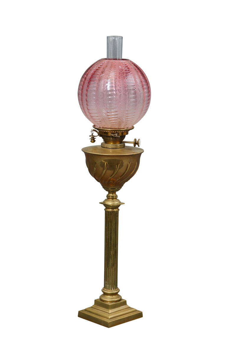 Late Victorian Brass Banquet Lamp, c.1890