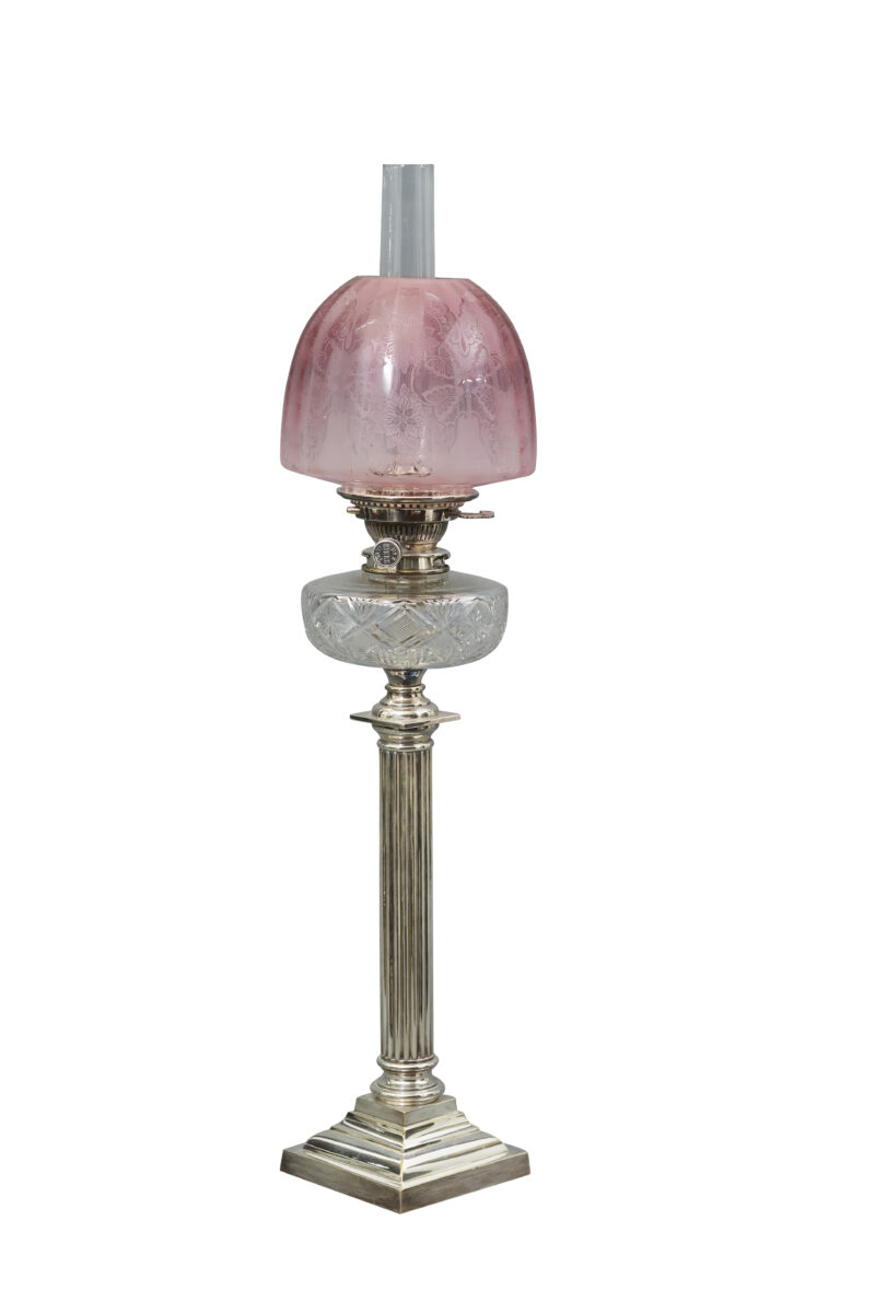 19th-Century Silver Plated Banquet Lamp, c.1890