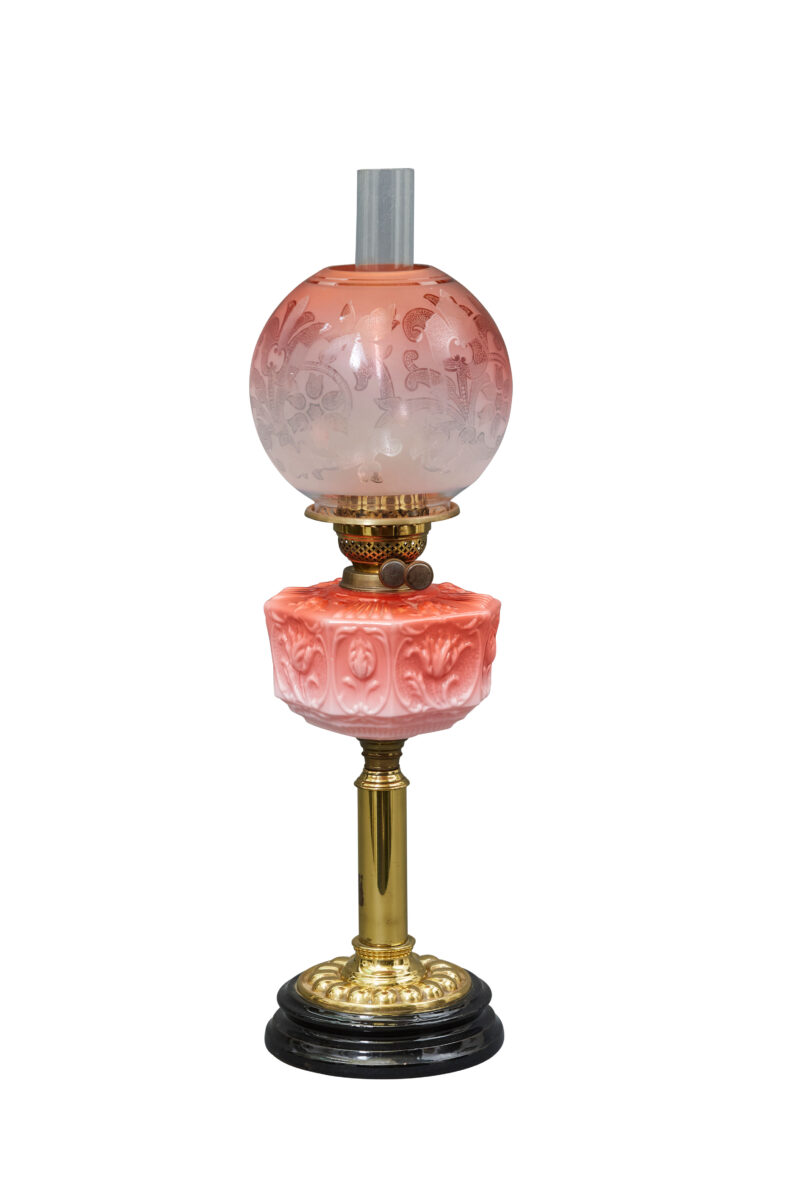 Late 19th-Century Apricot Coloured Banquet Lamp, c.1890